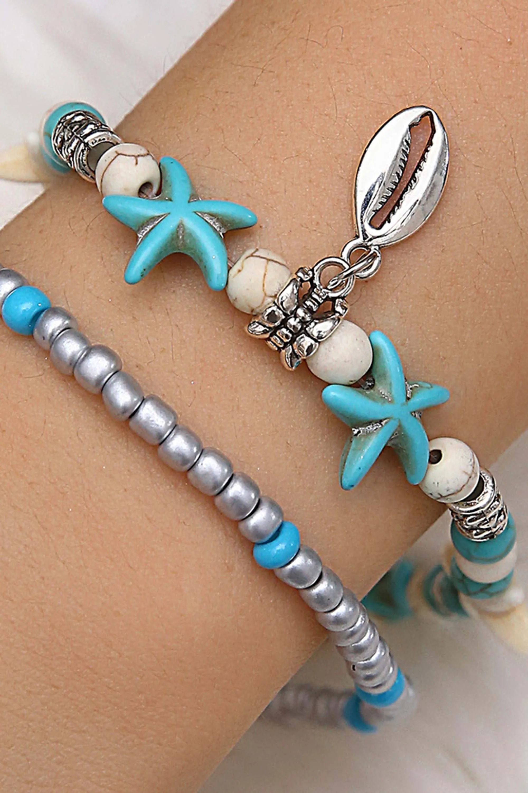 Beach Anklet Turtle Pendant Starfish Turquoise Anklet