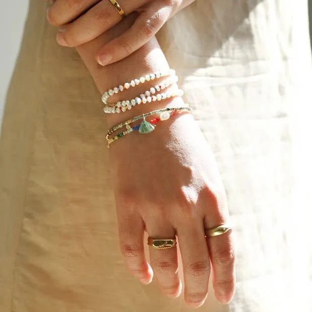 Beaded Bracelet: Gold & Green Turquoise