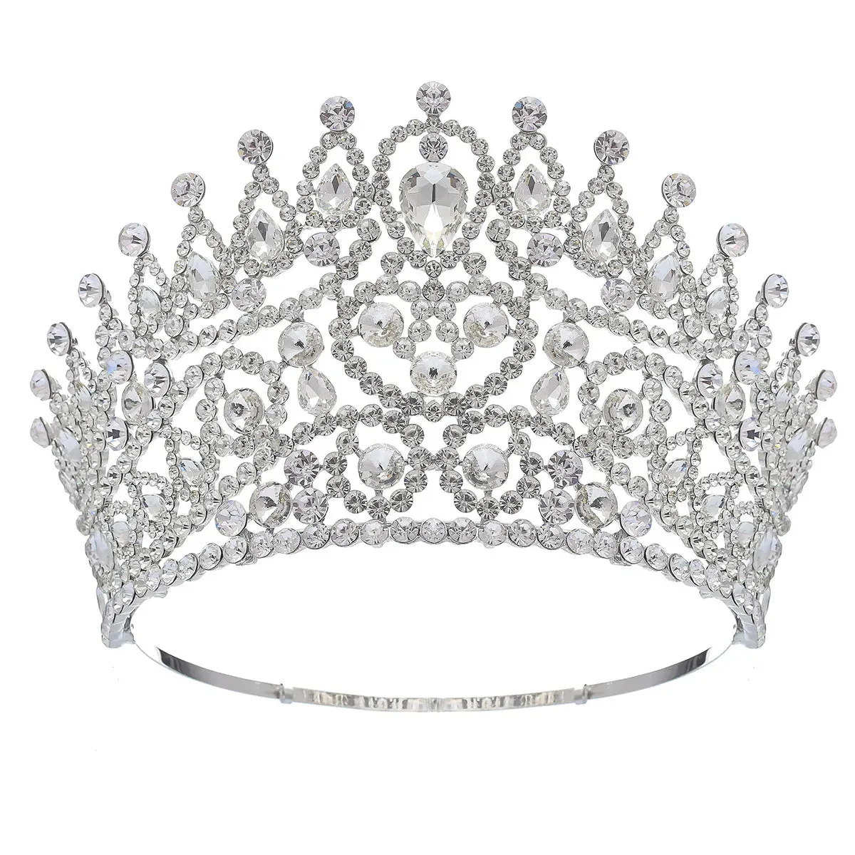 Beauty Pageant Crown Tall Adjustable Rhinestone Crystal Crown