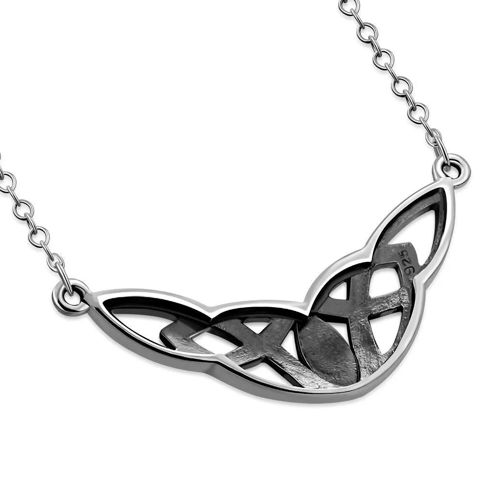 Black Onyx Celtic Knot Sterling Silver Necklace 42cm / 16.5 Inch