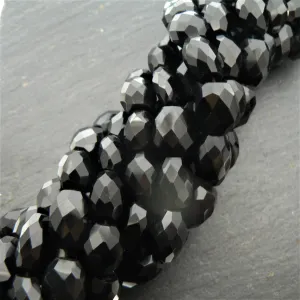 Black Onyx Faceted Oval Beads 15" Strand