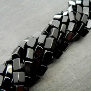 Black Onyx Plain Rectangle Beads 15" Strand