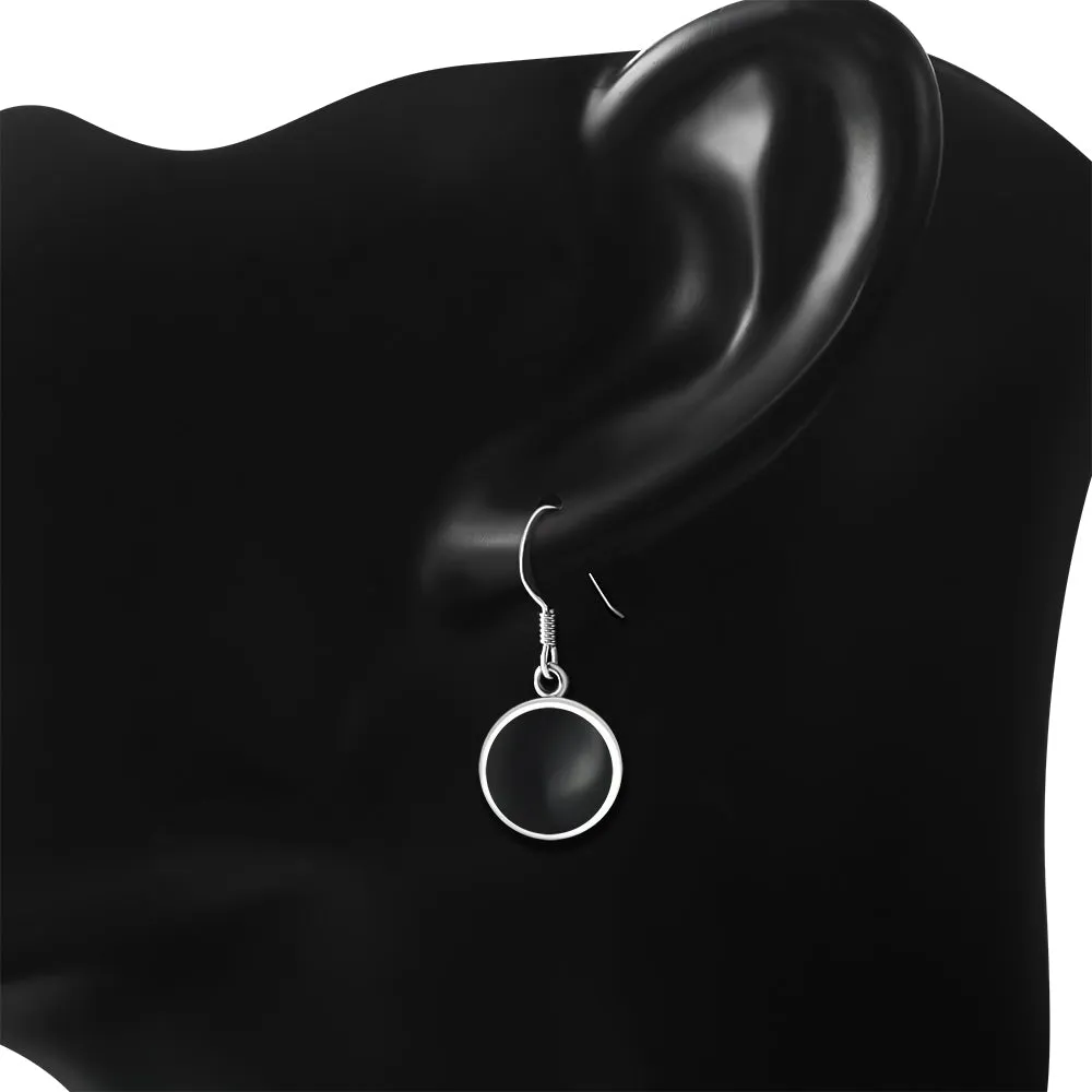 Black Onyx Round Sterling Silver Earrings