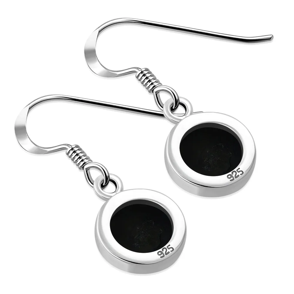 Black Onyx Round Sterling Silver Earrings