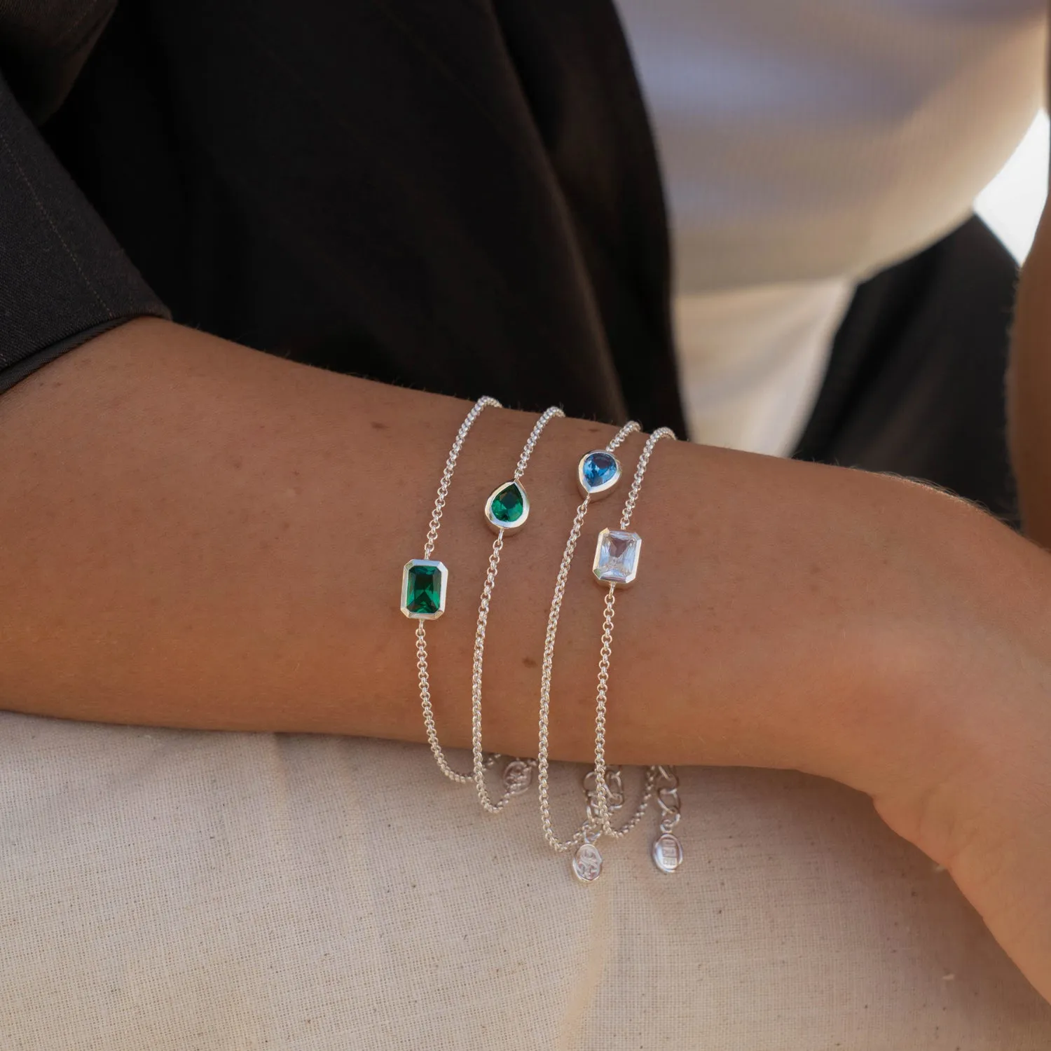 Blue Topaz Pear Chain Bracelet