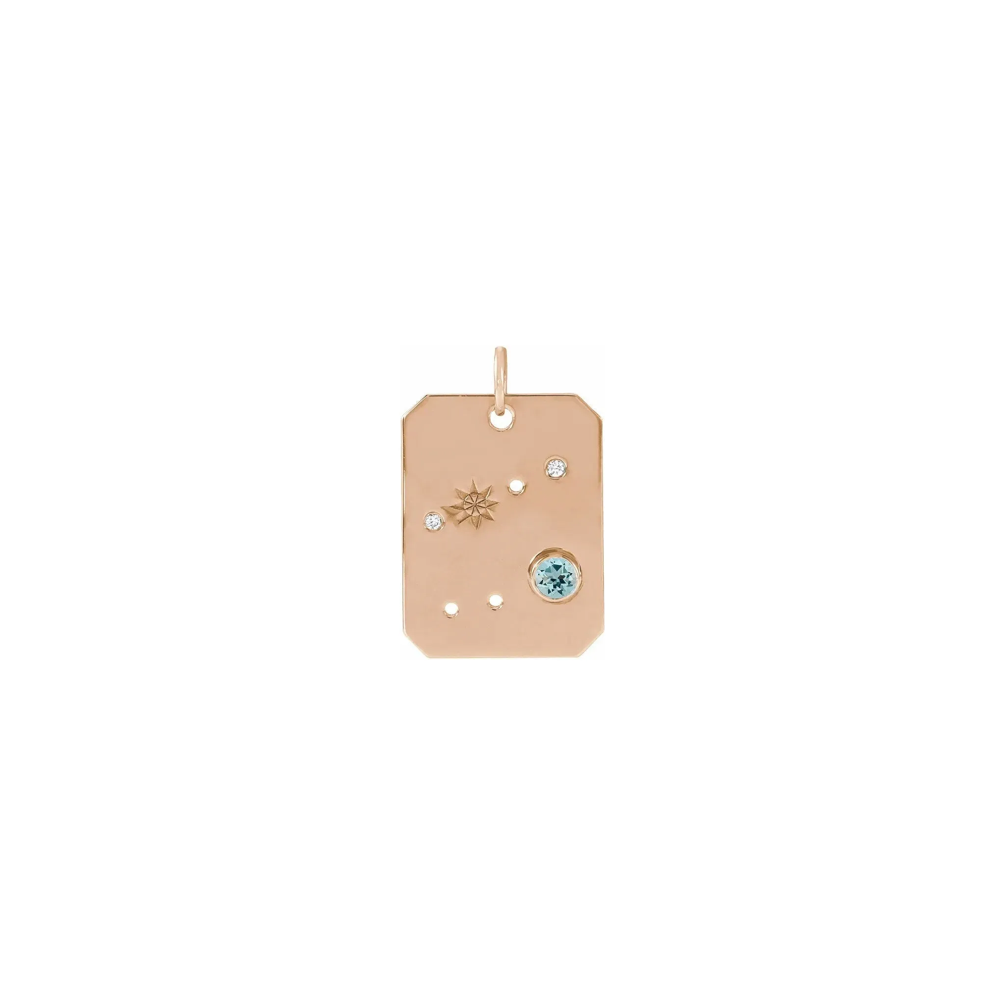 Cancer Aquamarine and Diamond Zodiac Constellation Pendant