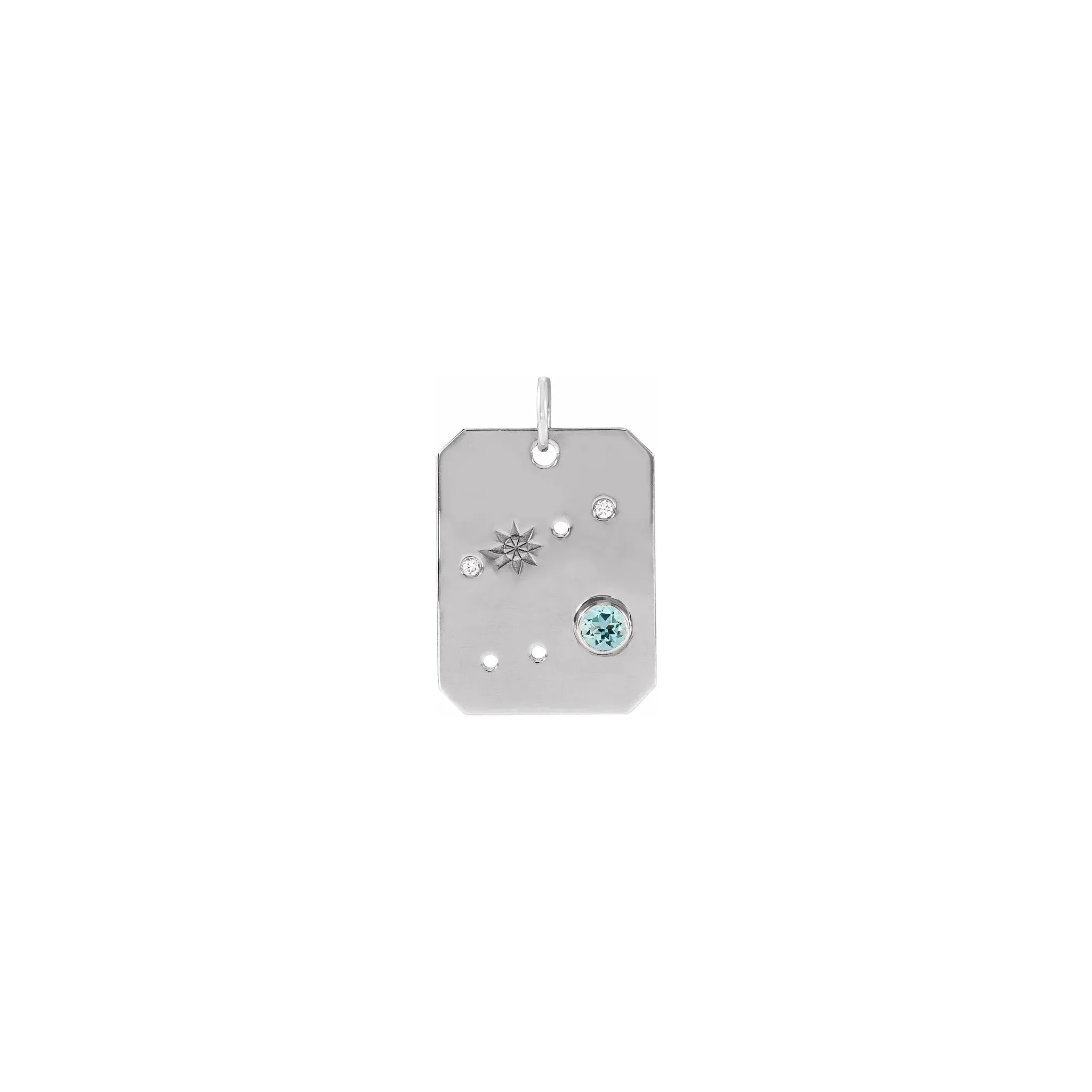 Cancer Aquamarine and Diamond Zodiac Constellation Pendant