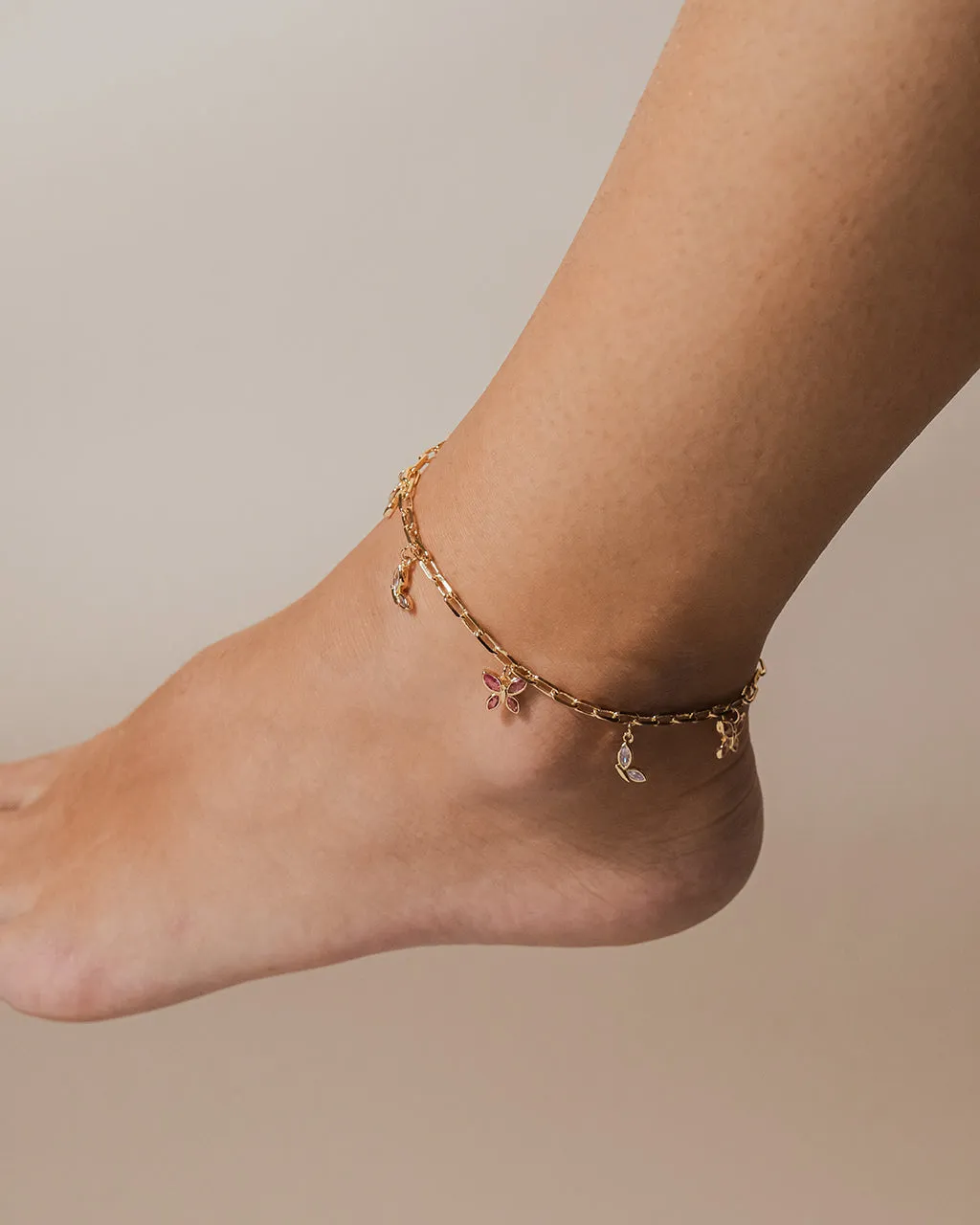 Caria CZ Butterfly Anklet