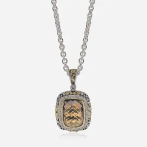 Charles Krypell Sterling Silver and 18K Yellow Gold, and Diamond 0.35ct. tw. Pendant Necklace 4-6512-SCD