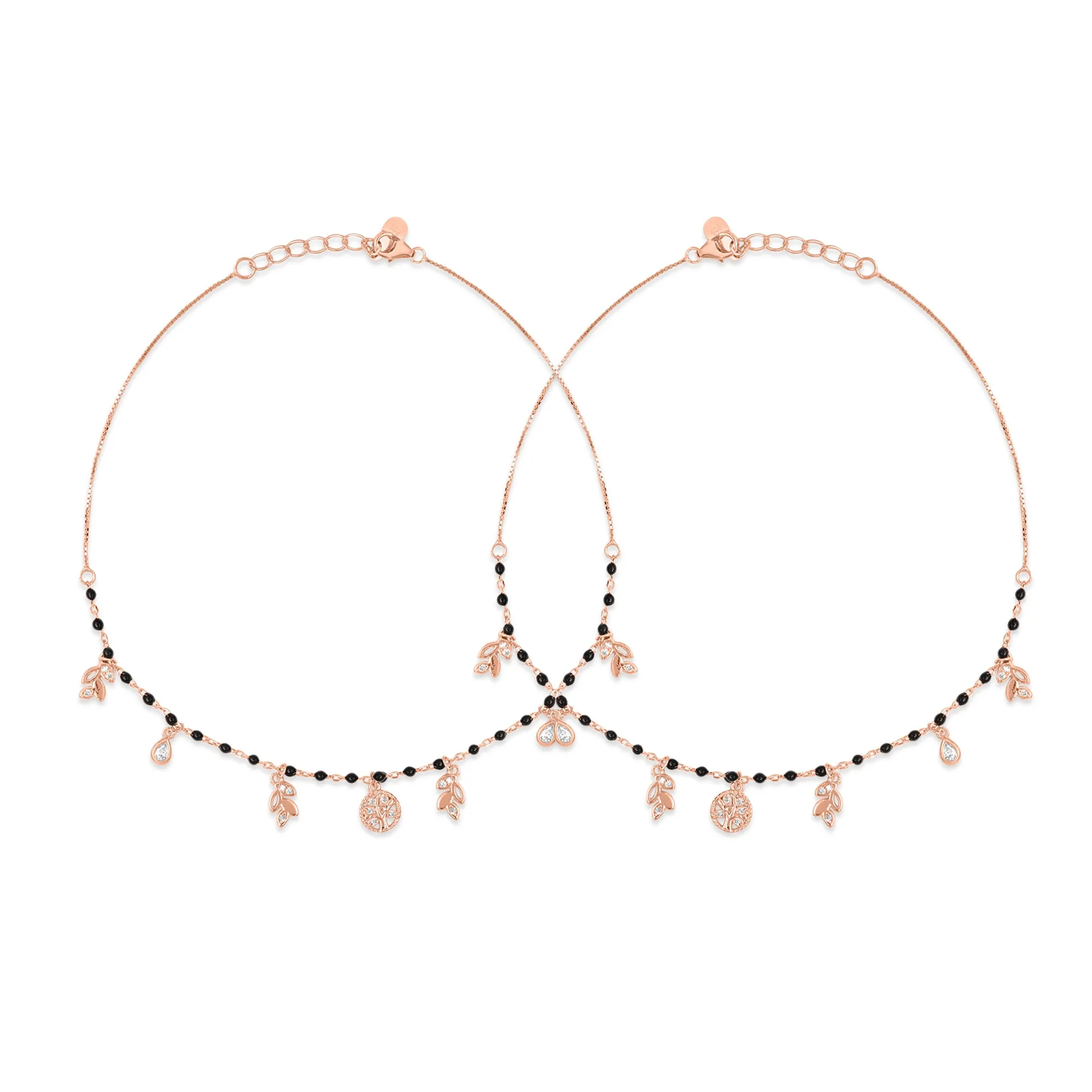 Charming 925 Sterling Silver Rose Gold Plated Anklet