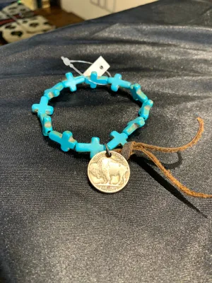 Coin Turquoise Cross Bracelet