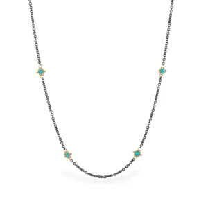 Contrast Petite Stone Necklace in Turquoise