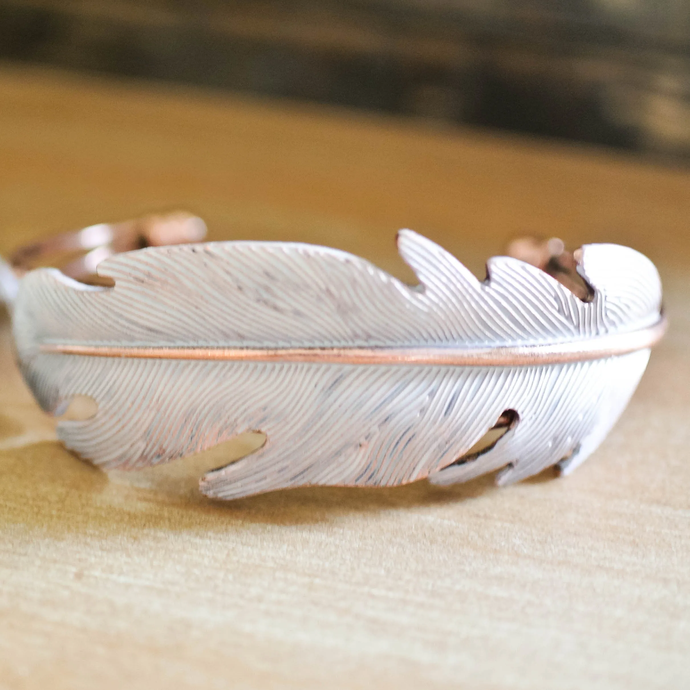 Cream Feather Cuff Bracelet