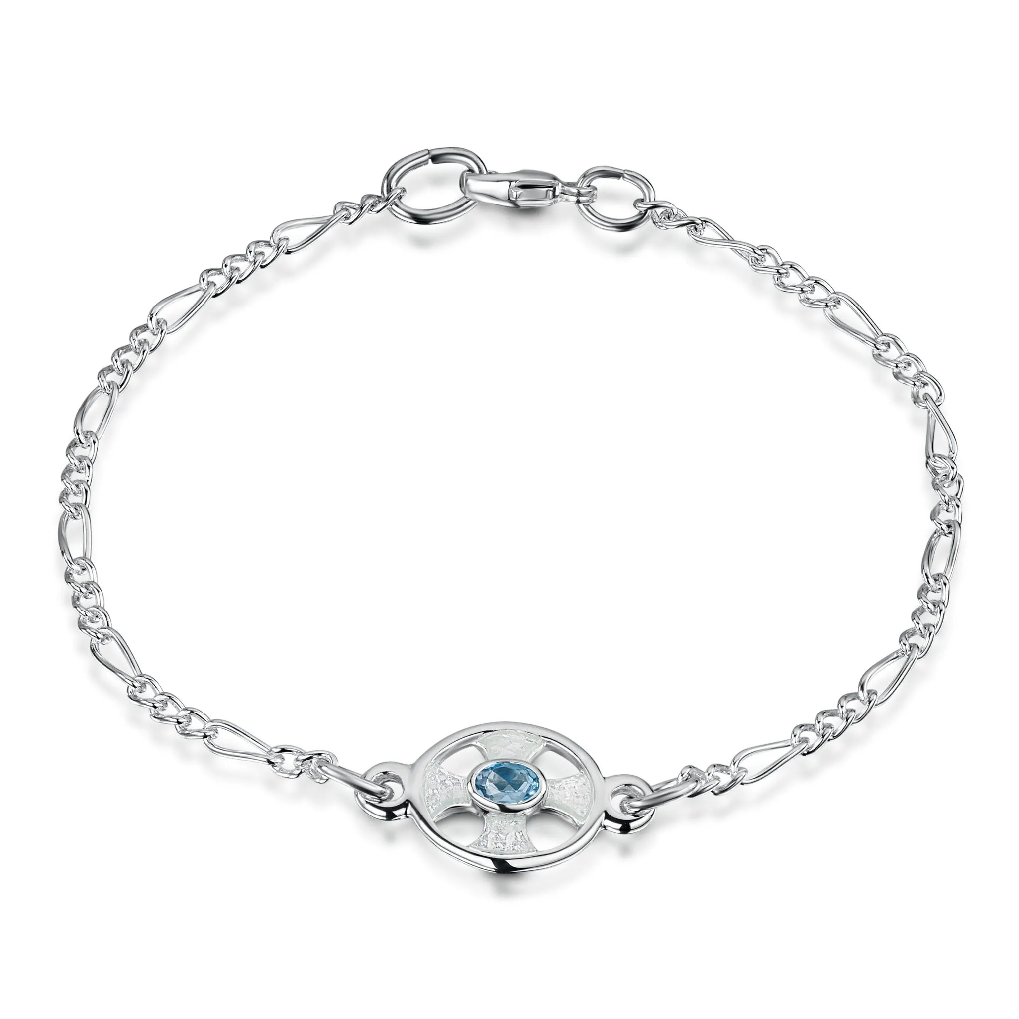 Cross of the Kirk Blue Topaz Bracelet in Crystal Enamel