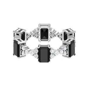 Designer Black Onyx and Moissanite Eternity Ring