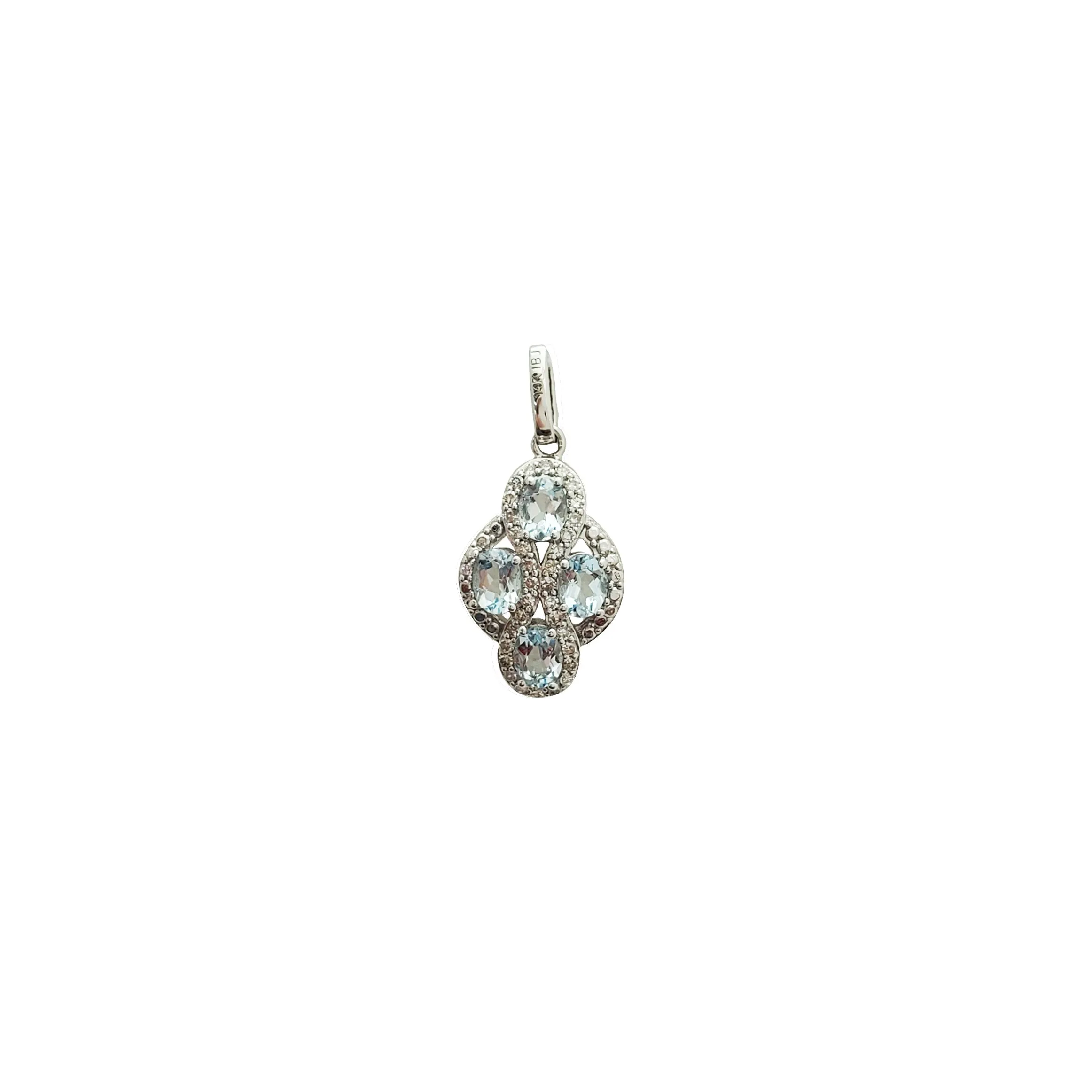 Diamond Aquamarine Puffy Pendant (14K)