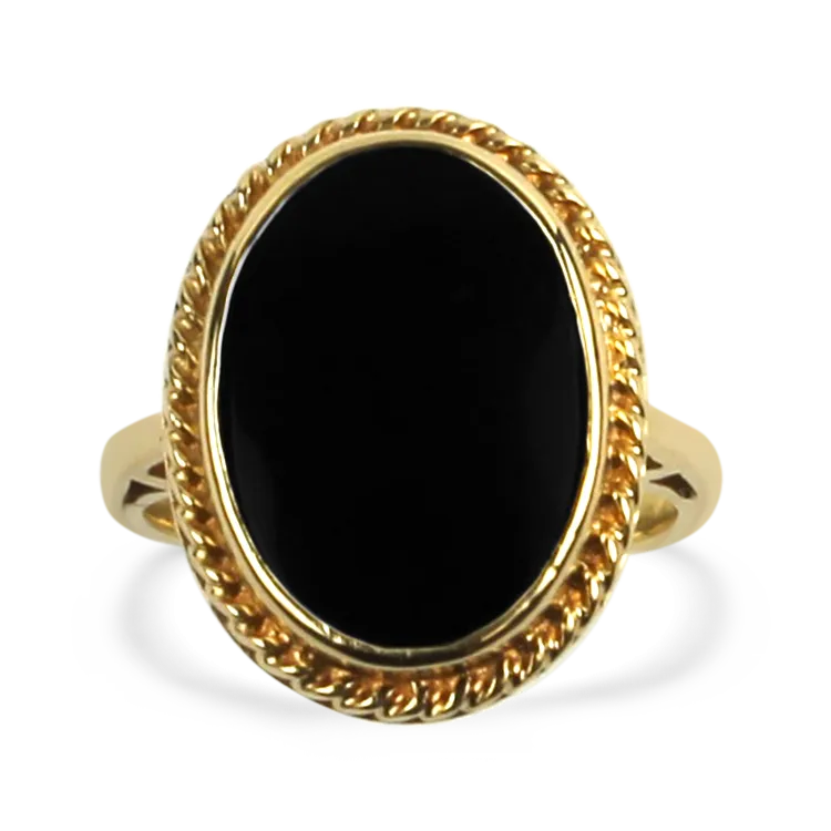 Estate 14K Yellow Gold Oval Onyx Ring