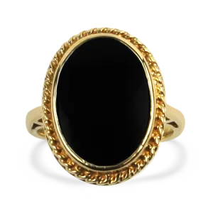 Estate 14K Yellow Gold Oval Onyx Ring