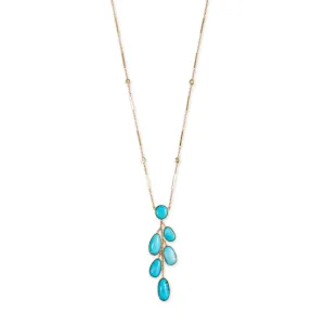 FREEFORM TURQUOISE BEZEL SHAKER SMOOTH BAR NECKLACE