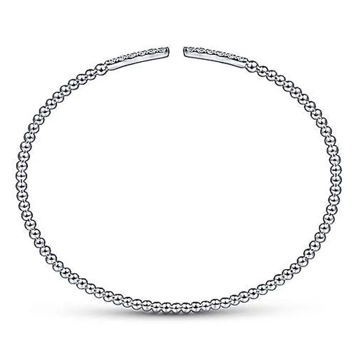 Gabriel & Co. .29CTW "Bujukan" Bead Cuff Bracelet with Diamond Pavé Bars in 14K White Gold