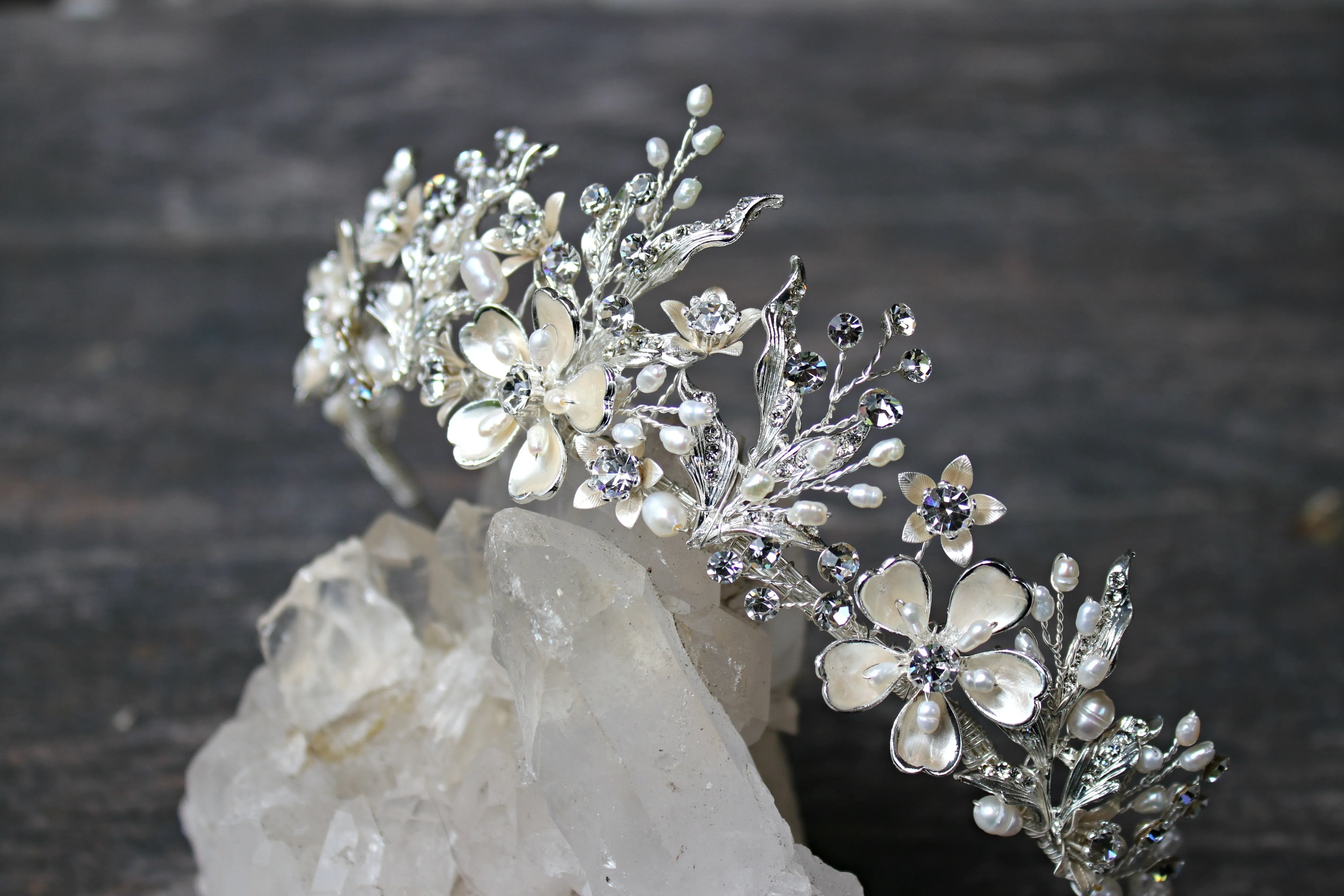 GENEVIEVE Tiara with Genuine Citrine, Blue Topaz and Amethyst Briolettes