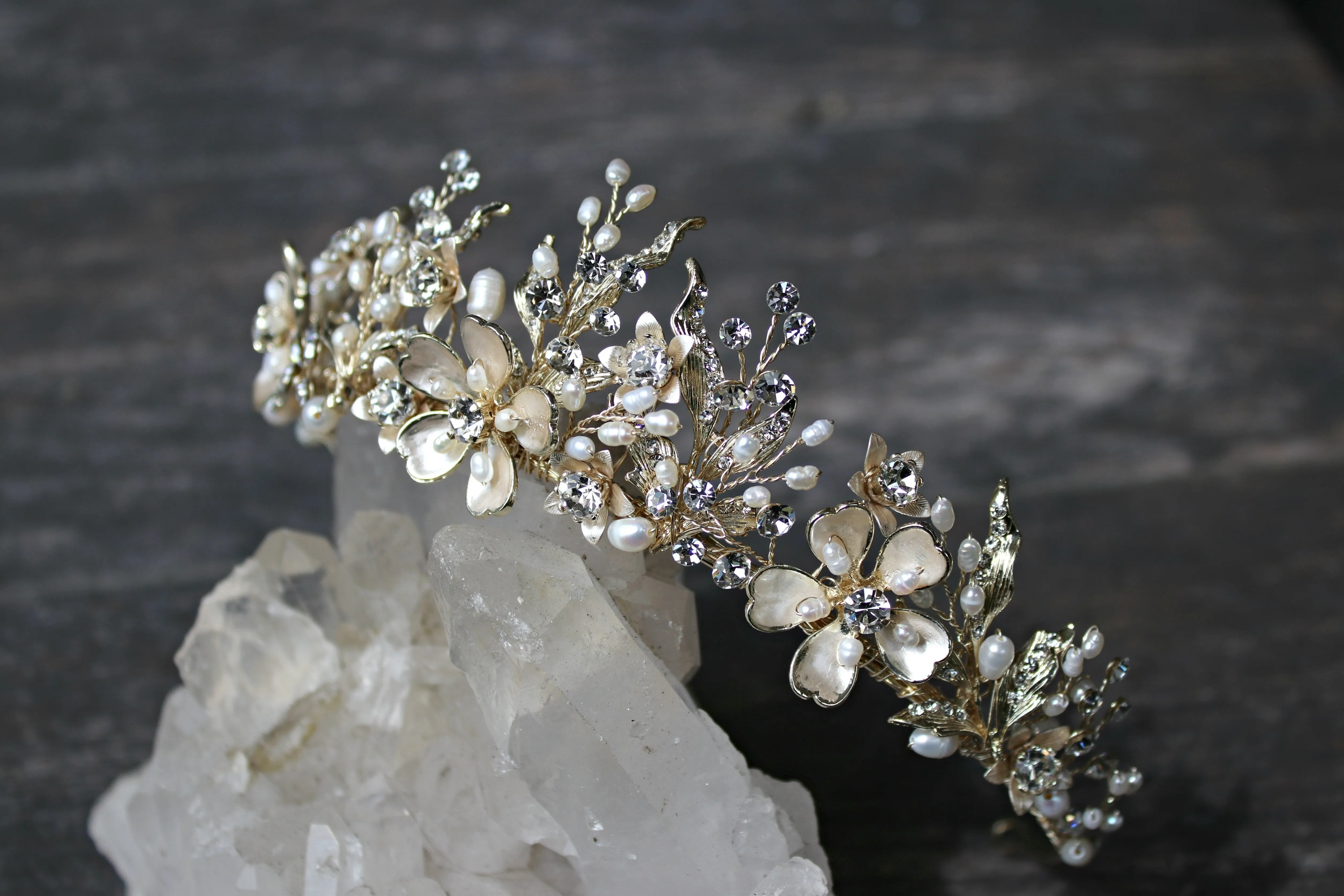 GENEVIEVE Tiara with Genuine Citrine, Blue Topaz and Amethyst Briolettes