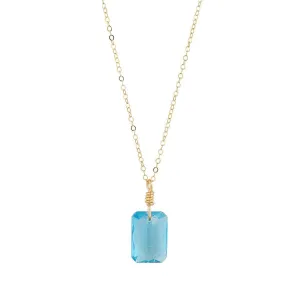 Gold Filled Large Aquamarine Crystal Pendant Necklace