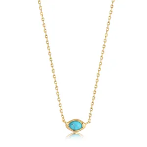 Gold Turquoise Wave Necklace