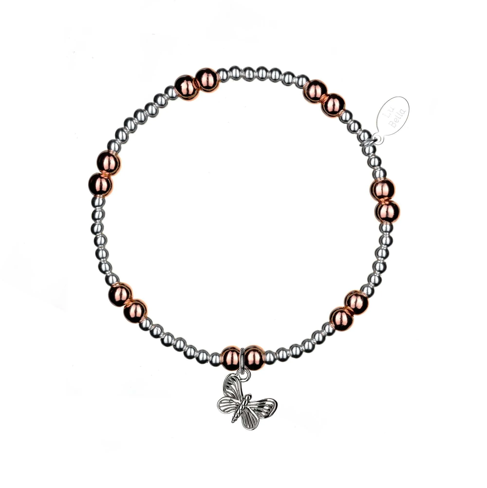 Grace Rose and Silver Sterling Silver Stacking Bracelet