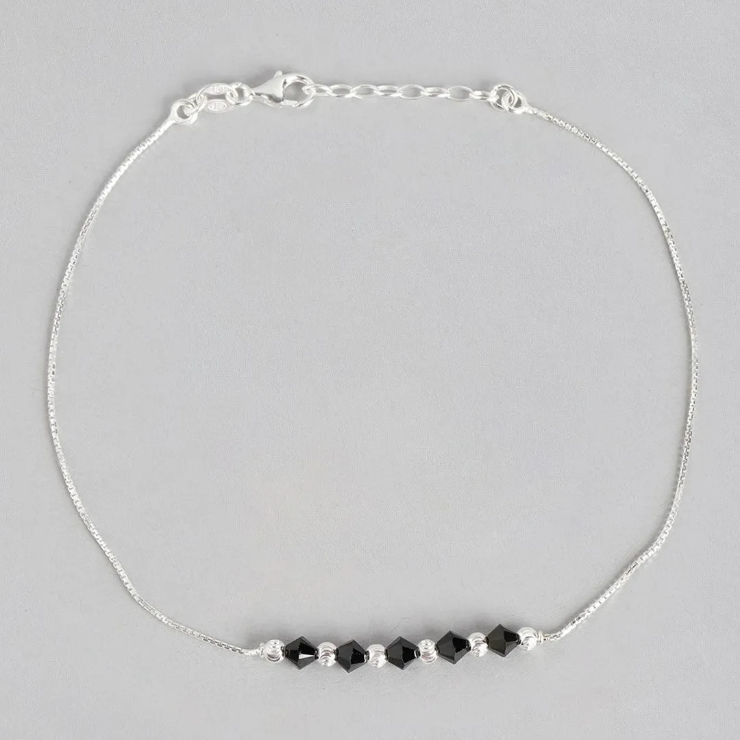 Graceful Whispers Rhodium-Plated 925 Sterling Silver Anklet