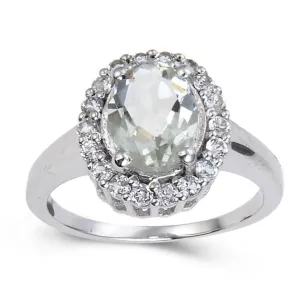 Green Amethyst Halo Ring