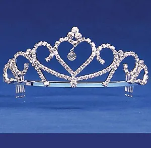 Heart Shaped Tiara with Hanging Jewel