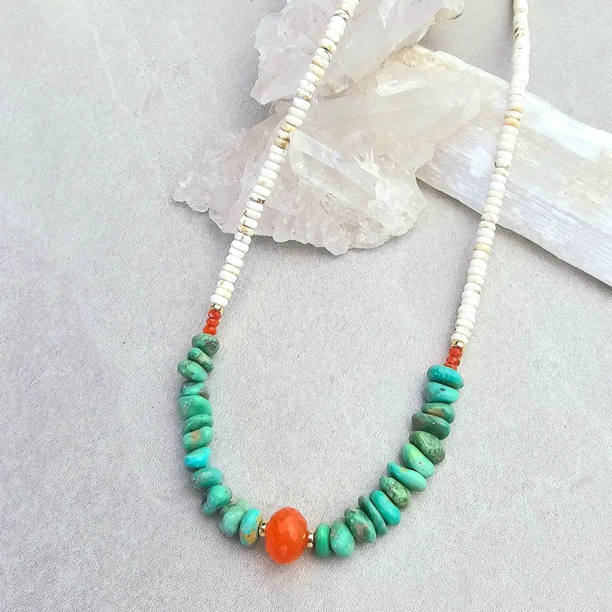 Howlite, Carnelian, & Turquoise Necklace #8067