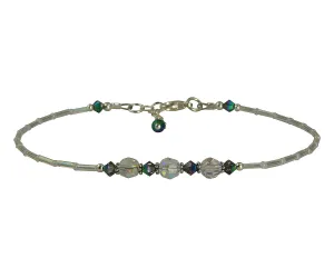 Iridescent Scarab Crystal Beaded Anklet