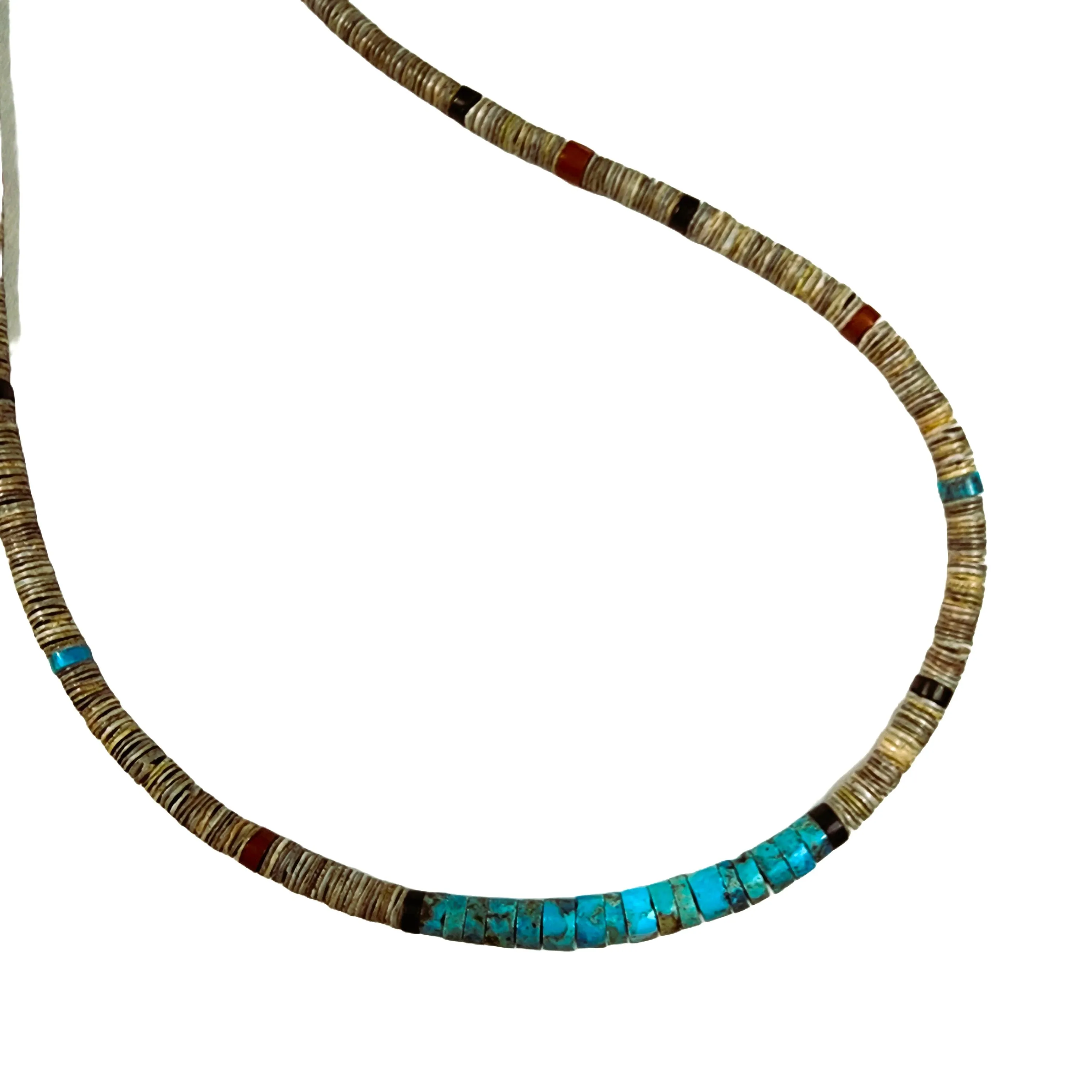 Kewa Pueblo Hand-rolled Necklace - 24.75" Long