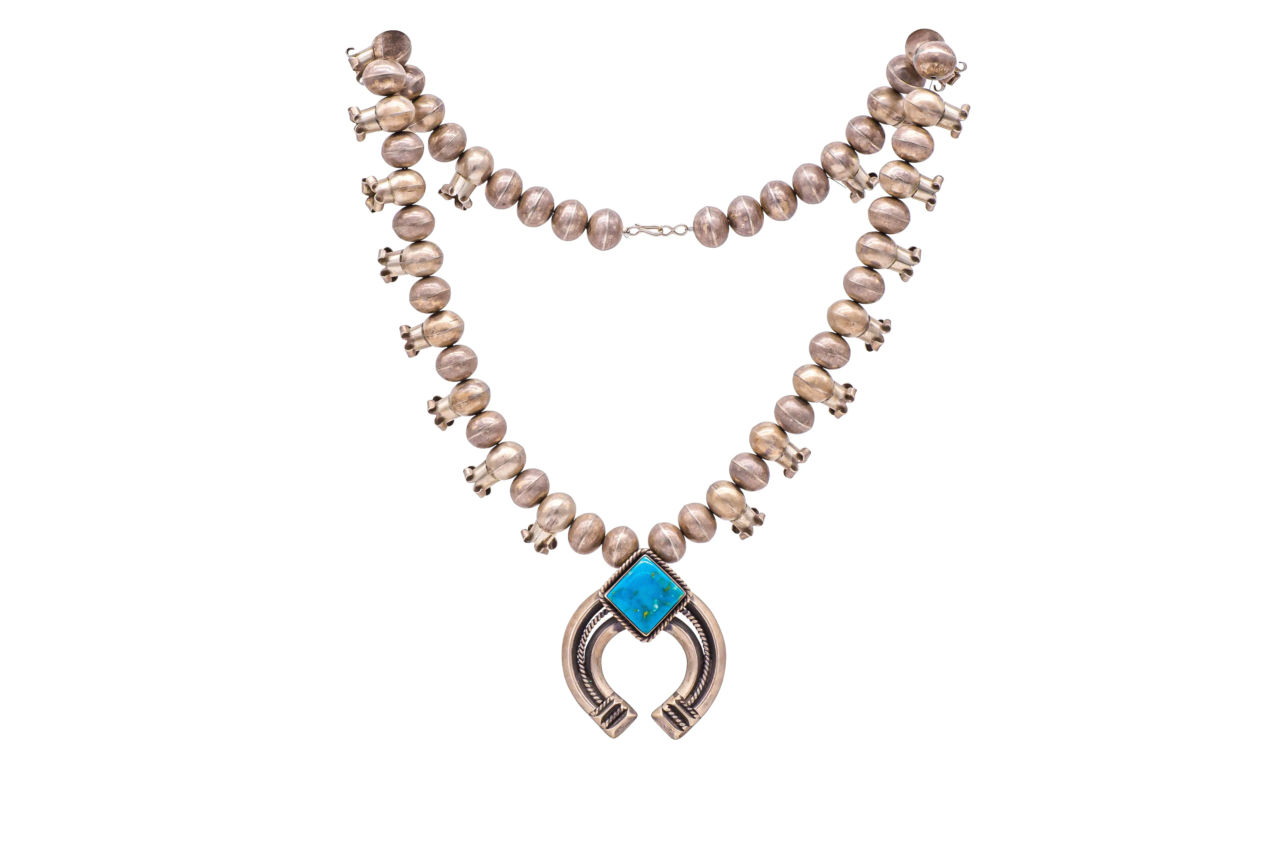 Kingman Turquoise Necklace & Sand Cast Naja | C. Hale