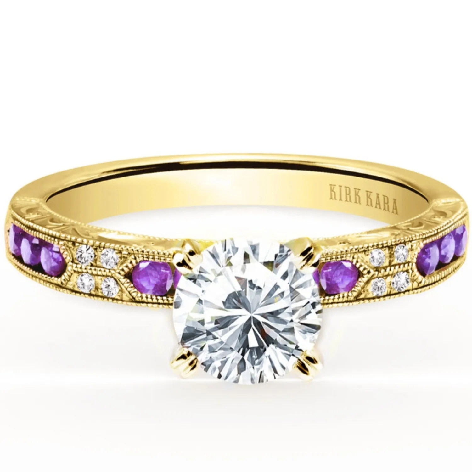 Kirk Kara "Charlotte" Channel Set Amethyst & Diamond Engagement Ring