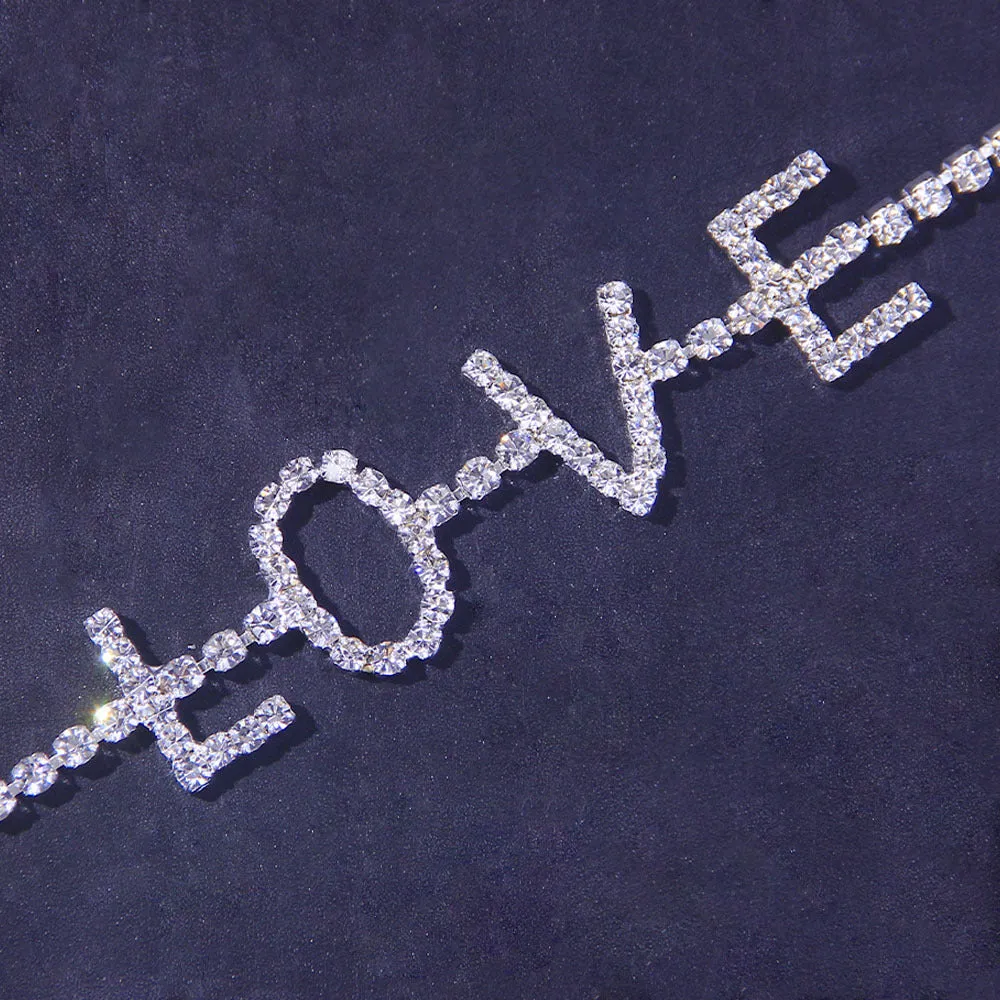 Letter Anklet LOVE Rhinestone Anklet