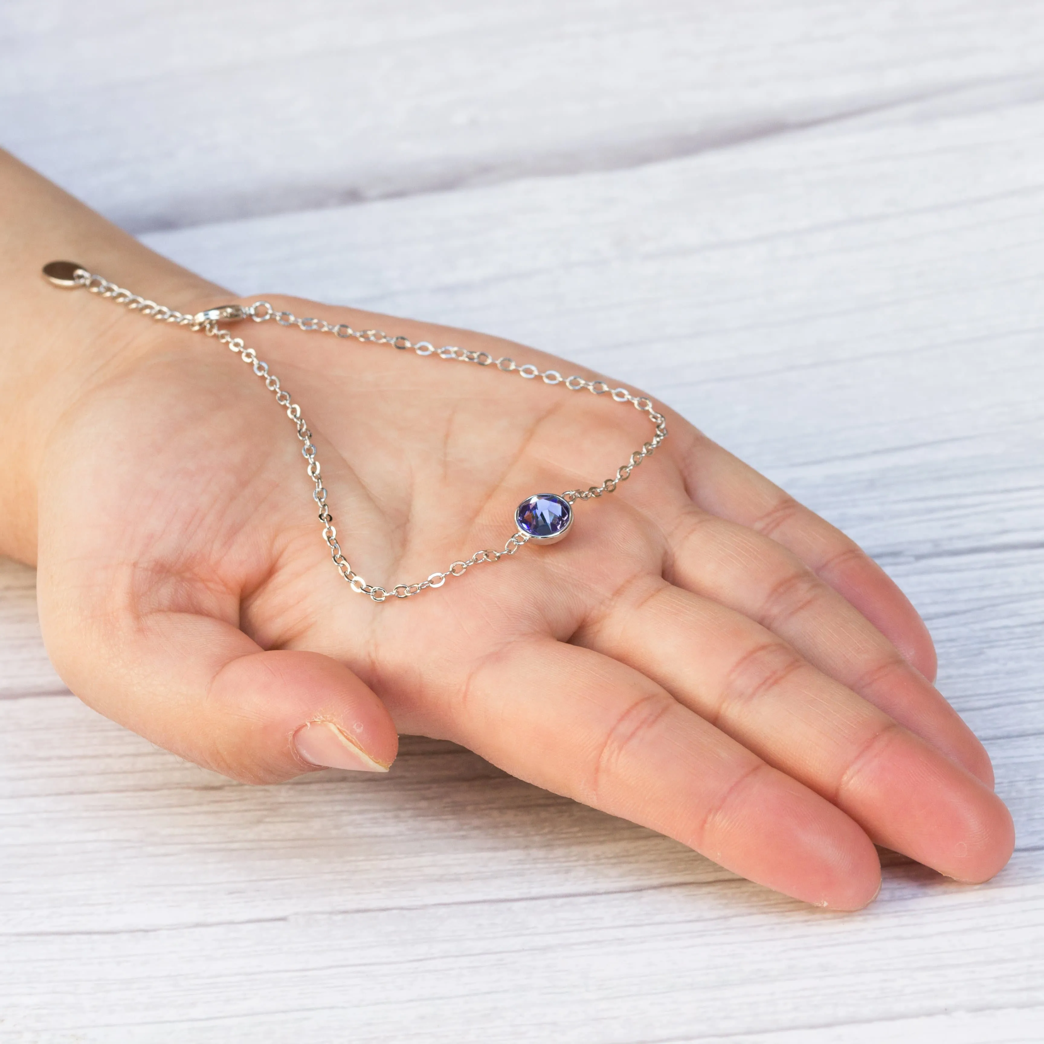 Light Purple Crystal Anklet Created with Zircondia® Crystals