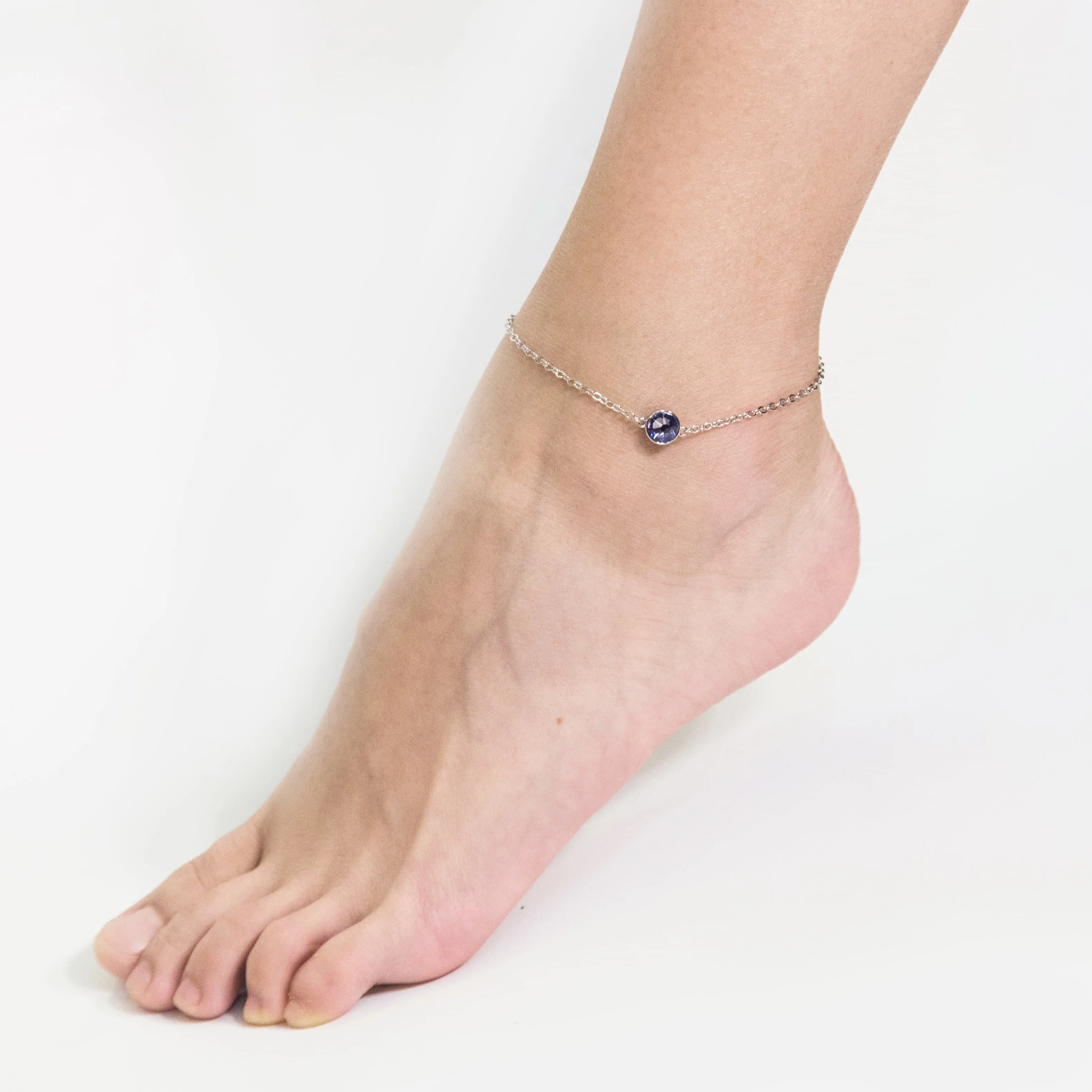 Light Purple Crystal Anklet Created with Zircondia® Crystals