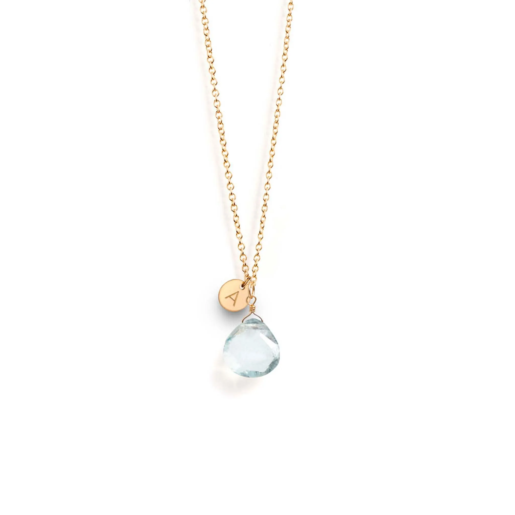 March Aquamarine Birthstone Pendant Necklace