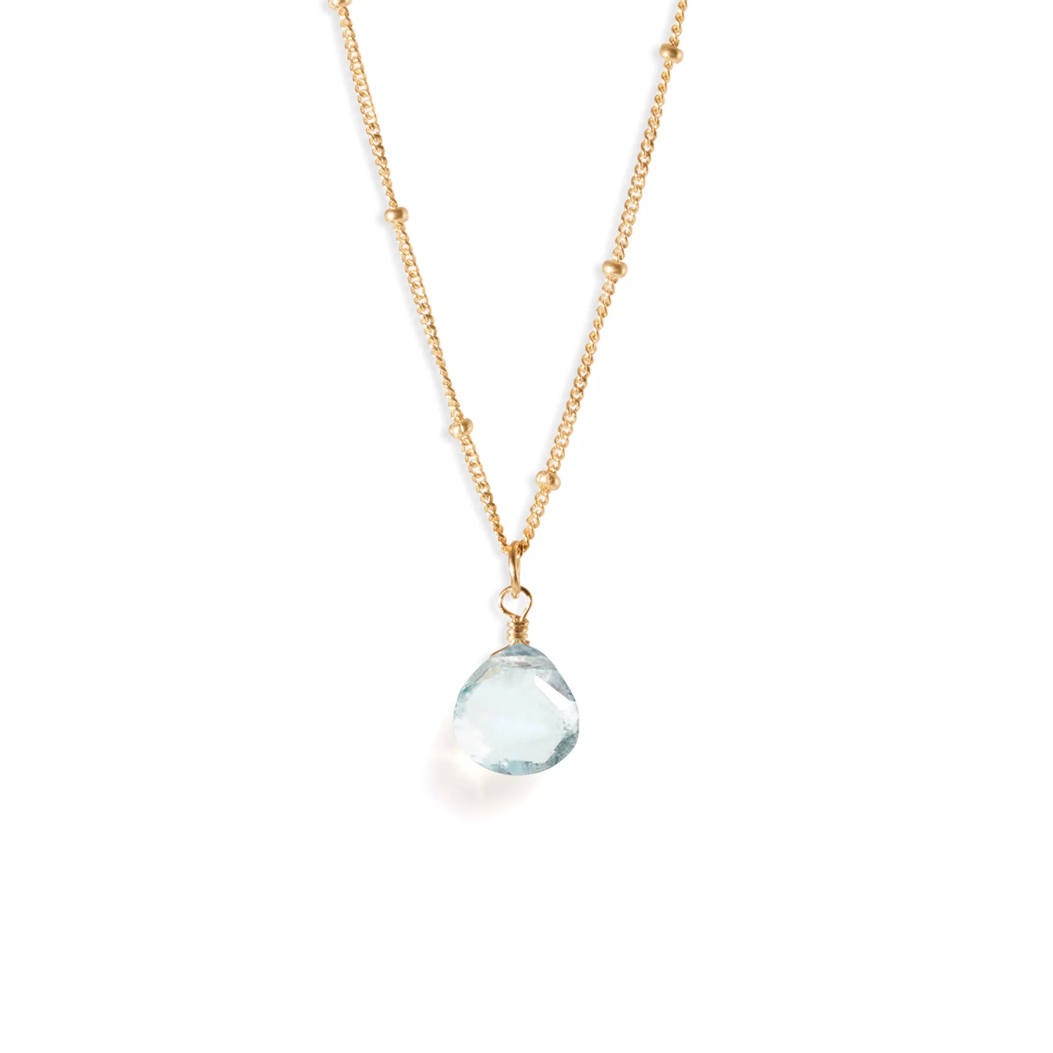 March Aquamarine Birthstone Pendant Necklace