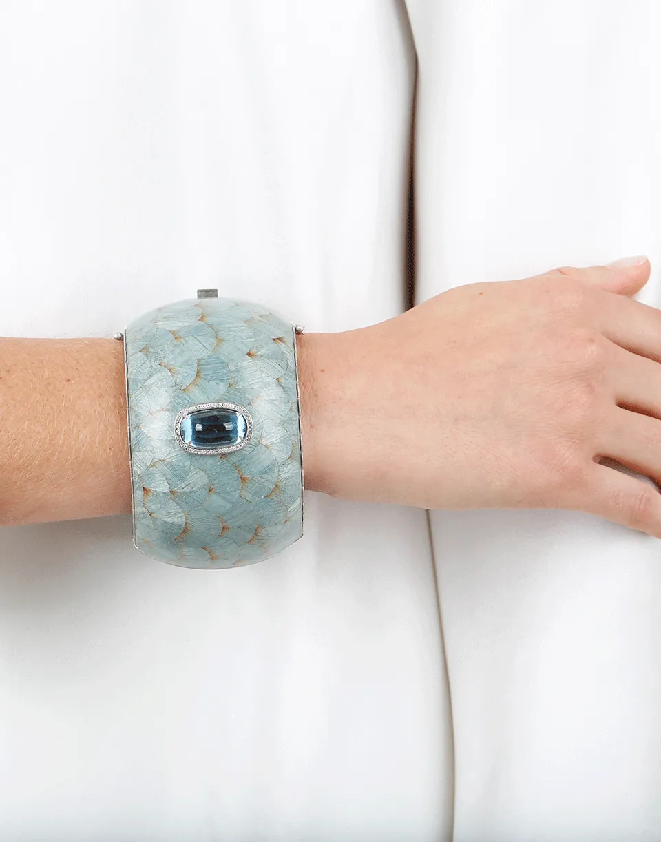 Marquetry Light Blue Cuff Bracelet