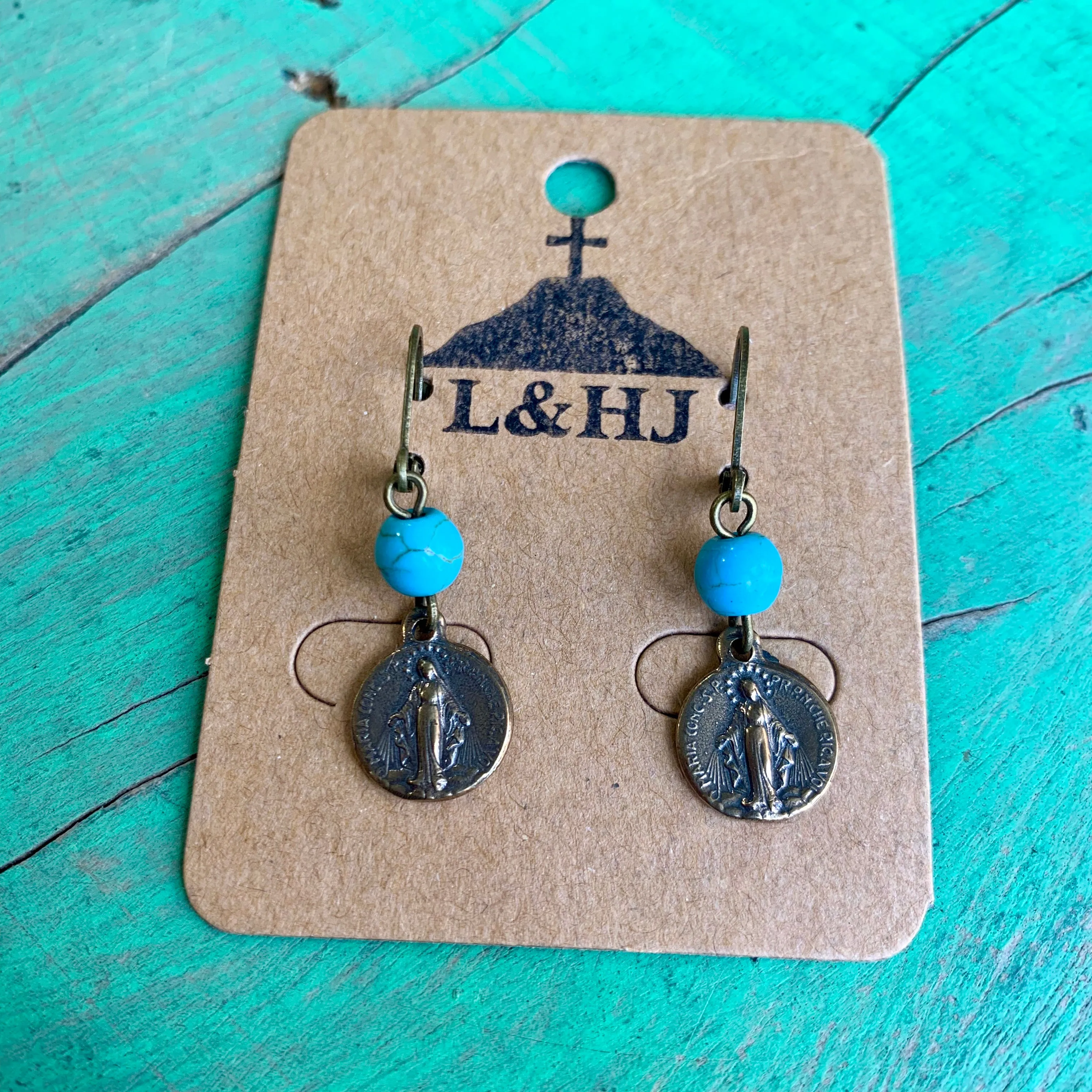 Miraculous Medal Turquoise Set