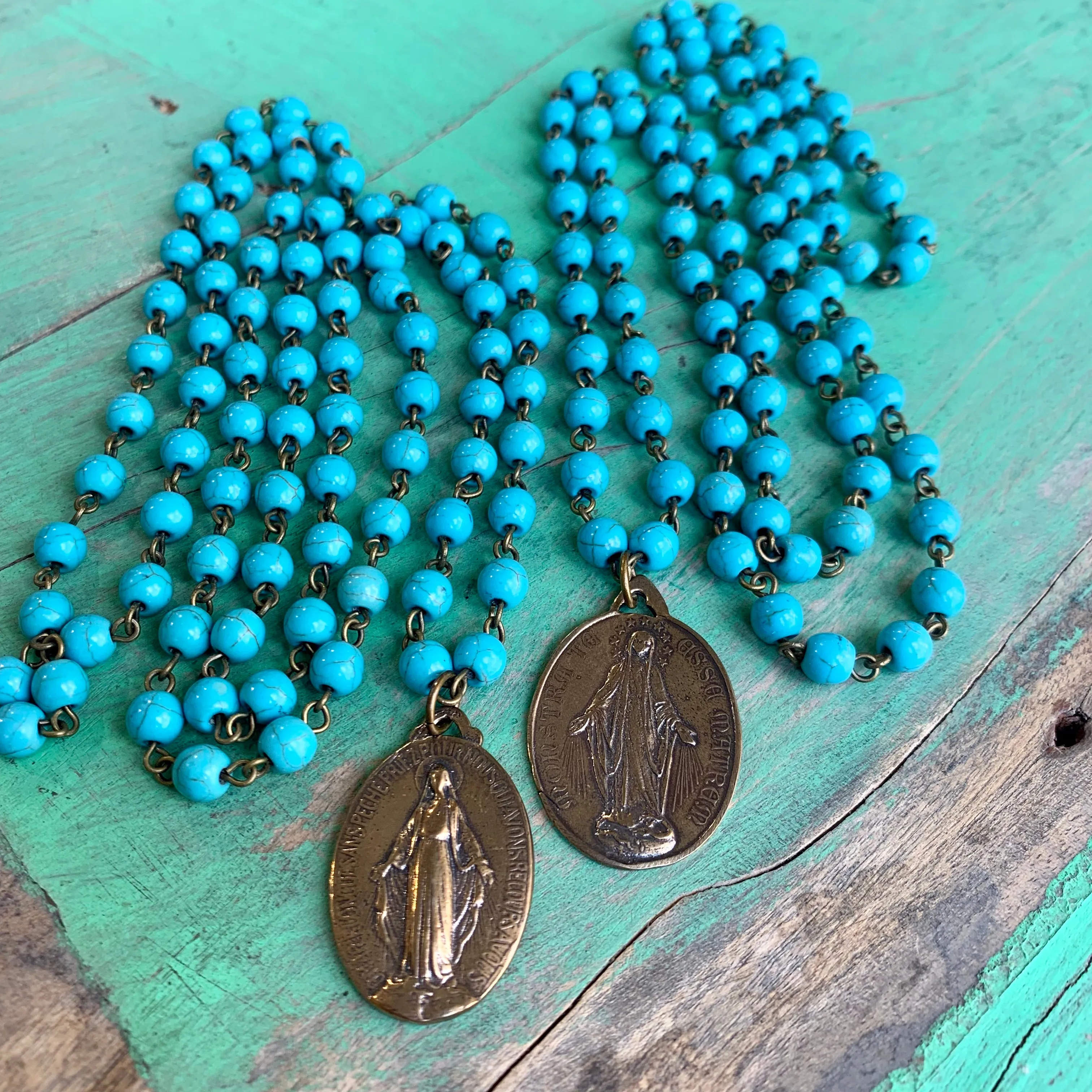 Miraculous Medal Turquoise Set