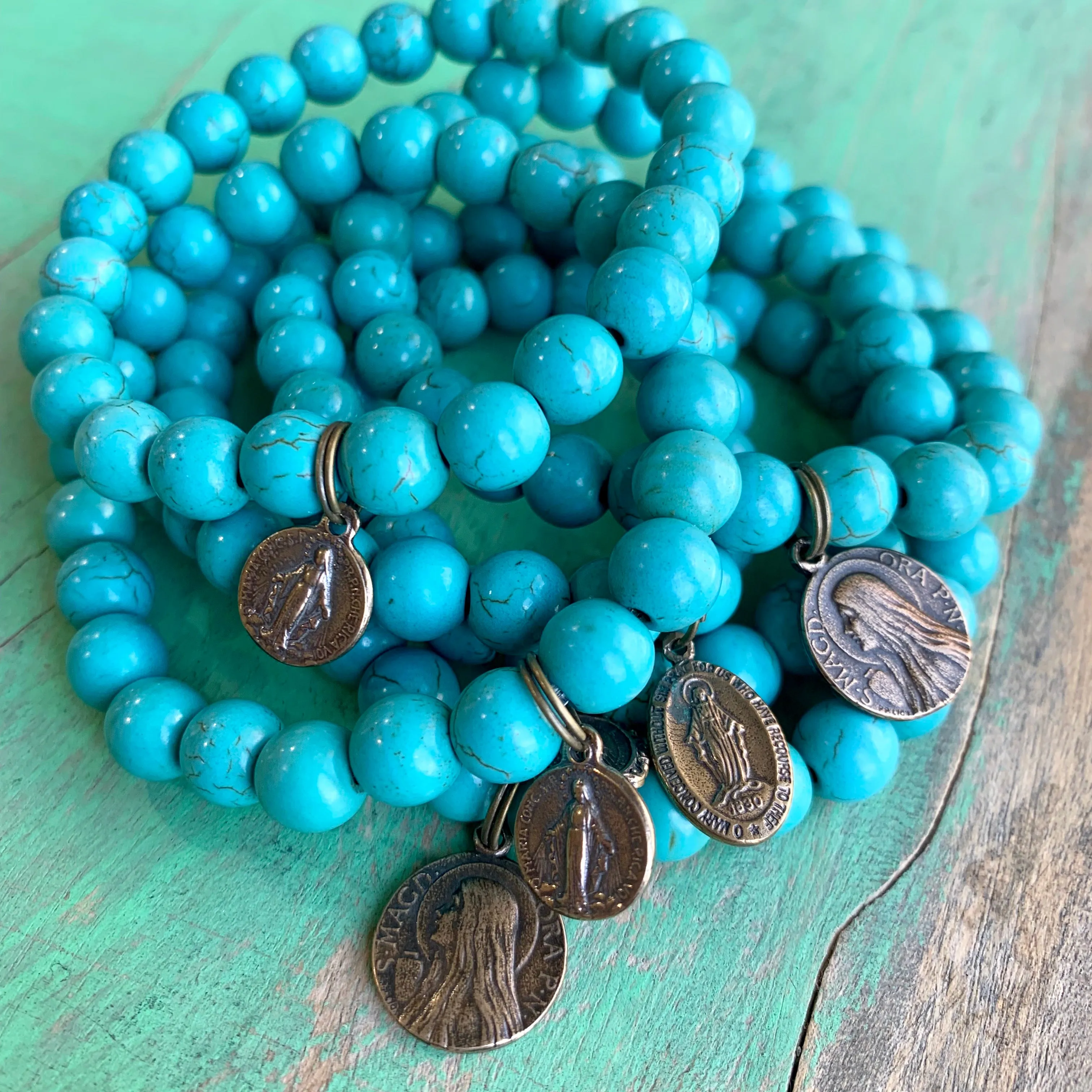 Miraculous Medal Turquoise Set