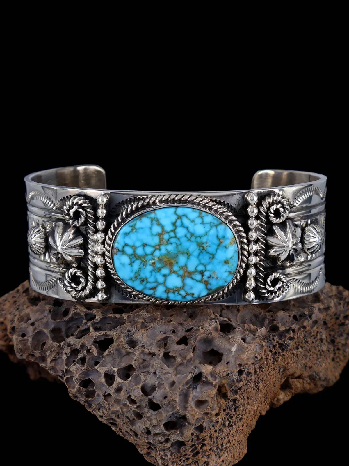 Native American Kingman Turquoise Sterling Silver Cuff Bracelet