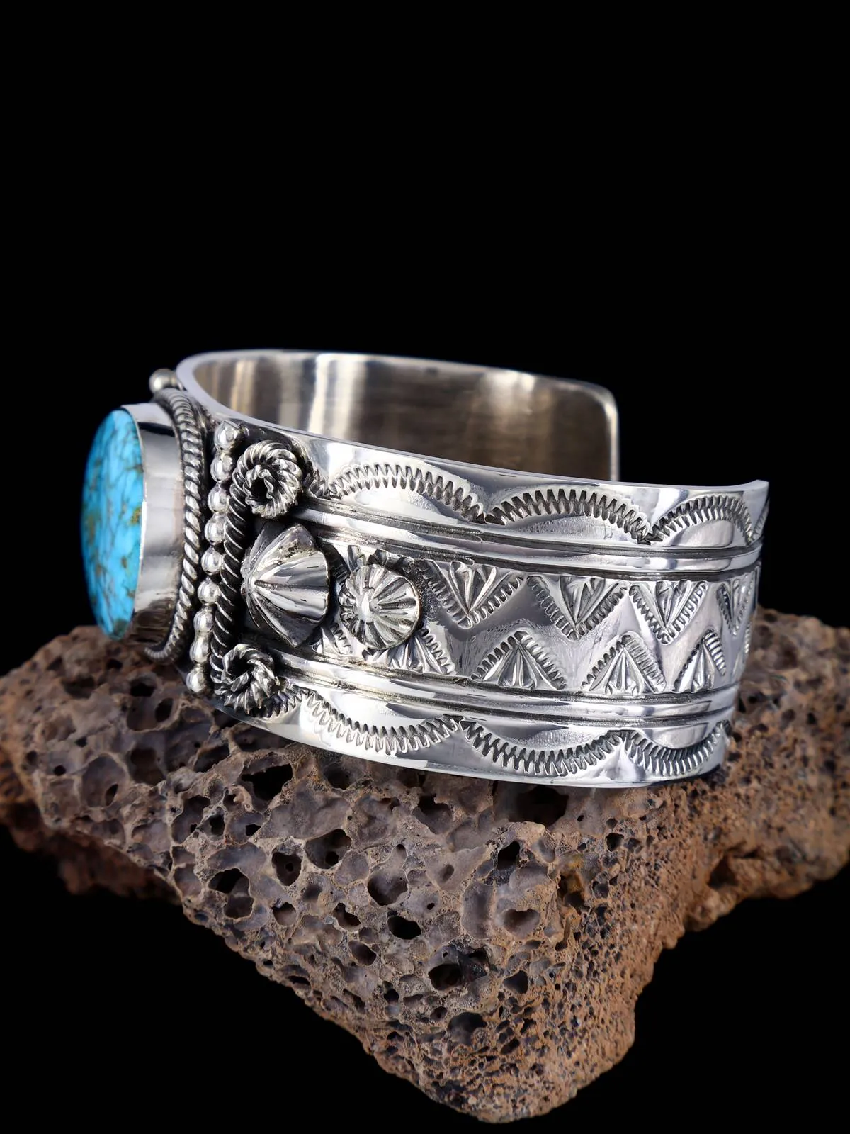 Native American Kingman Turquoise Sterling Silver Cuff Bracelet