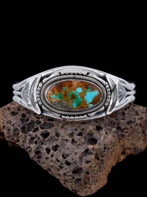 Native American Natural Royston Turquoise Sterling Silver Cuff Bracelet