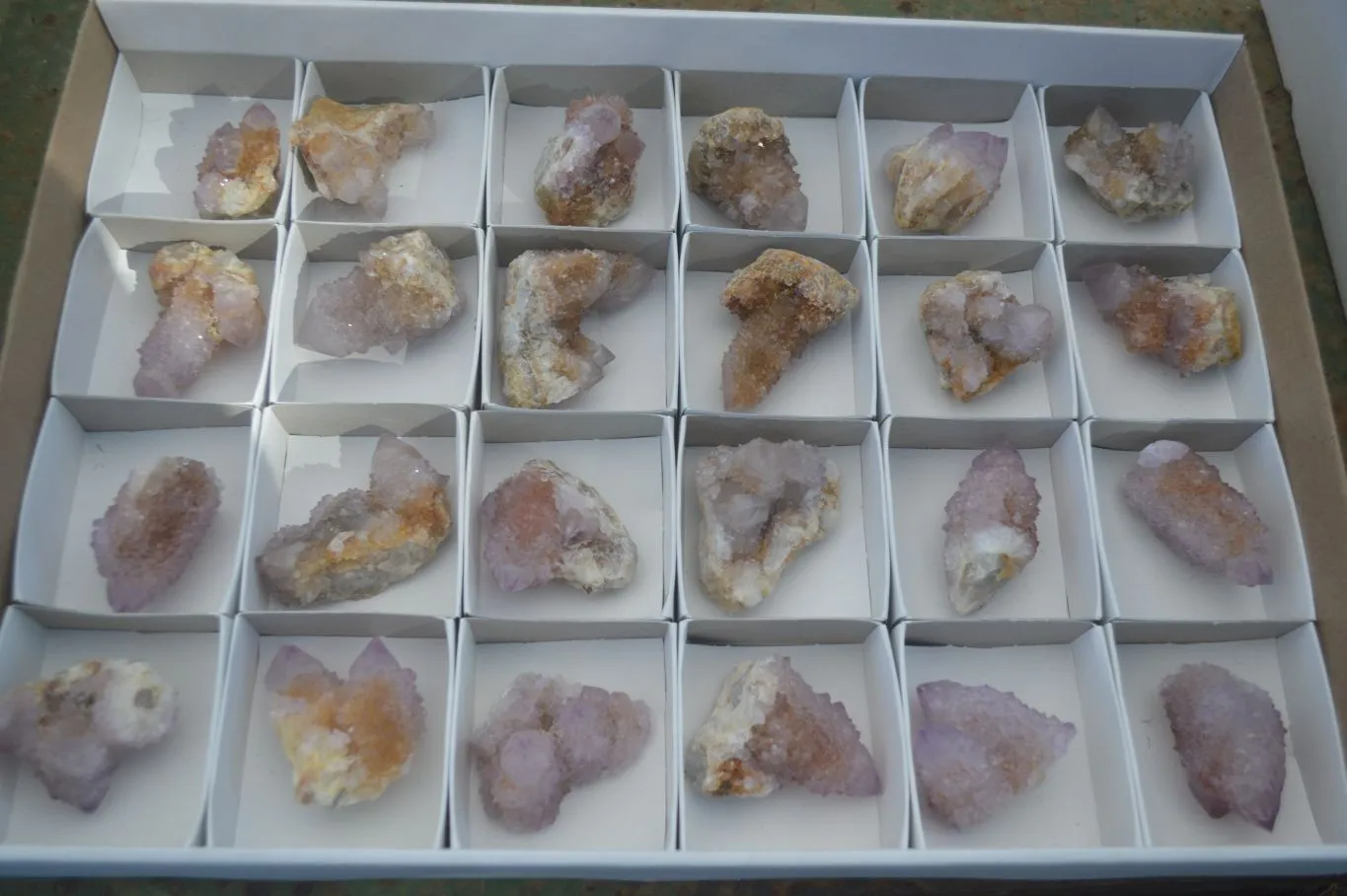 Natural Small Mixed Spirit Amethyst / Ametrine Specimens x 24 From Boekenhouthoek, South Africa